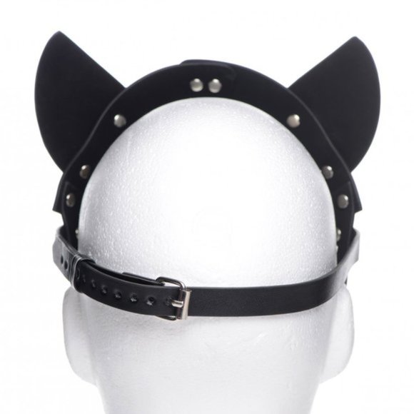 Leather Mask Cat Fox Naughty Fetish Kitty Masquerade Face Black Cosplay Goth New - Picture 5 of 10